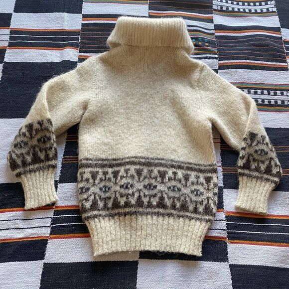 Vintage 70’s Icelandic Wool Kids Unisex Zip Up Sweater. Collar. Size 8. - Picture 8 of 12